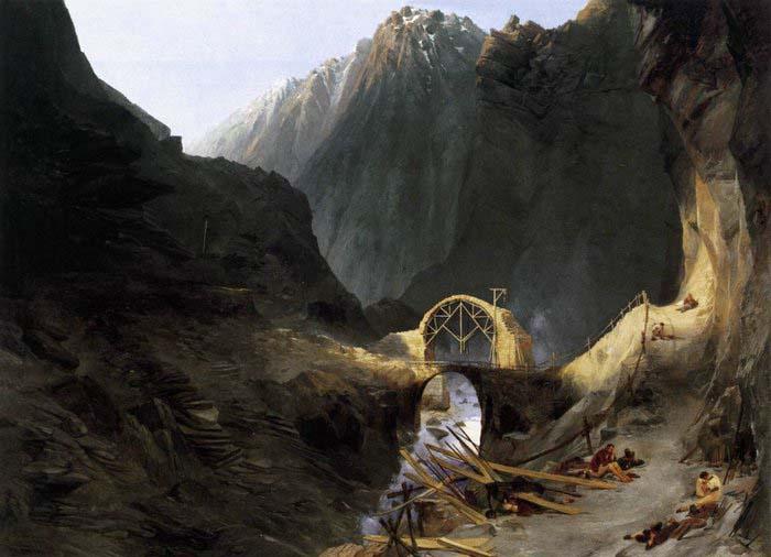 Karl Blechen Building the Devil's Bridge oil painting image